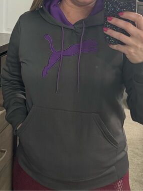 Puma Woman’s Gray and Purple Hoodie Sweater Small